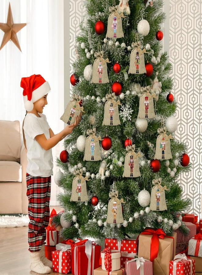 BORAMDO Christmas Nutcracker Linen Wrapping Bags, 24Pcs, Watercolor 12 Designs, Small Treat Candy Bags for Holiday Party Favor Supplies - Image 4